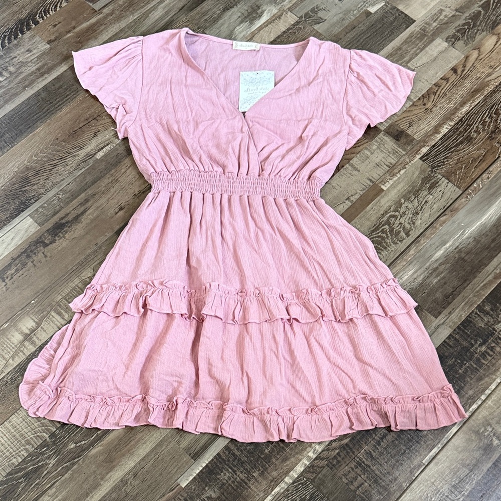 Altar'd State Light Pink Ruffle Tiered Casual Dress